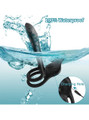 Waterproof black silicone vibrating cock ring with USB charging hole detail