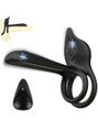 Little Devil 3-in-1 remote vibrating cock ring in black silicone with dual motors and remote control