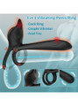 3-in-1 vibrating penis ring showing cock ring, couple vibrator and anal toy uses