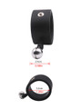 32 mm (1.26 in) black silicone e-stim cock ring with 25 mm (0.98 in) metal bell