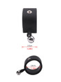 38 mm (1.49 in) black silicone e-stim cock ring with 25 mm (0.98 in) metal bell