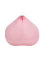 pink resin vagina chastity cage rear view showing smooth shell shape