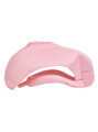pink resin vagina chastity cage opposite side profile with locking section