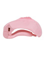 pink resin vagina chastity cage horizontal side view showing curved structure