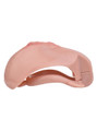 nude resin vagina chastity cage horizontal side view showing curved structure