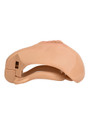 tan resin vagina chastity cage opposite side profile with locking section