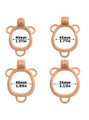 tan resin chastity cage ring size chart showing 40 mm (1.57 in), 45 mm (1.77 in), 48 mm (1.89 in), and 54 mm (2.13 in)