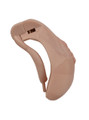 Deep Nude resin vagina chastity cage angled product view with locking top section
