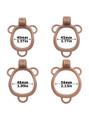 Deep Nude resin chastity cage ring size chart showing 40 mm (1.57 in), 45 mm (1.77 in), 48 mm (1.89 in), and 54 mm (2.13 in)