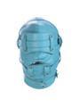 Front view of blue Dominion full hood with detachable blindfold and reinforced mouth opening