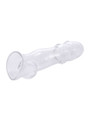 Crystal Clear bubble textured hollow penis sleeve shown from an angled rear view