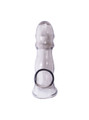 Crystal Black bubble textured hollow penis sleeve shown upright with the support ring visible