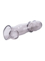 Crystal Black bubble textured hollow penis sleeve shown from an angled rear view