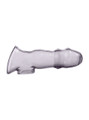 Crystal Black bubble textured hollow penis sleeve shown from the side