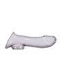 Crystal Black smooth curved hollow TPE penis sleeve shown from the side