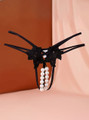 Black floral lace pearl G-string hanging view