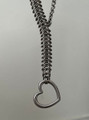 Silver woven chain necklace with open heart ring