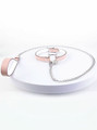 Pink cat ear bell collar + silver chain leash set