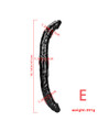 Extra long curved double-ended dildo measuring 41 cm (16.14 in) long with a 3.8 cm (1.50 in) centre diameter