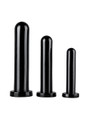 Black Flexible Straight Dildos in Small, Medium and Large sizes