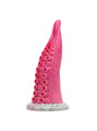Pink fantasy tentacle dildo with raised sucker texture and wide marbled base