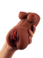Front view of Raven Black TPE pocket pussy with realistic vaginal opening