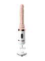 Flesh-coloured long shaft automatic thrusting dildo mounted vertically on suction cup base