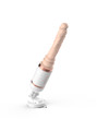 Flesh-coloured 175 mm (6.9 in) automatic thrusting dildo mounted at an angle on adjustable suction base