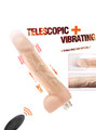 Telescopic vibrating dildo showing automatic in-and-out movement and realistic veined texture
