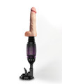 Black automatic thrusting dildo with realistic flesh-tone attachment, suction base and wireless remote control
