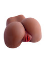 Deep brown realistic dual-entry ass and pussy masturbator shown from an angled view