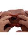 Rosalie TPE masturbator opened to show the raised folds inside the pussy
