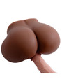 Nadia dark skin tone dual-hole masturbator demonstrating anal penetration