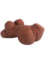 Low-angle view of Nia tan torso masturbator showing her rounded hips and layered pussy lips
