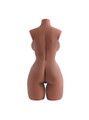 Rear view of Mercedes brown skin torso sex doll showing her rounded ass