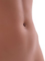 Close-up of Mercedes brown skin torso sex doll’s waist and navel