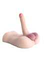Light skin tone male sex doll angled rear view with 17 cm (6.7 in) cock and balls