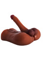 Tan male sex doll reclining with flexible 17 cm (6.7 in) cock and balls
