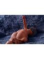 Tyson brown muscular male sex doll lying down with realistic face, chest and cock