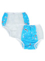 "Arctic Pals" transparent PVC ABDL pull up pants 2 pack with blue winter animal print