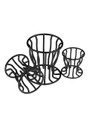 Three black open cage anal gaping toys displayed upright in graduated sizes