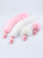 Luxurious white fox tail butt plug with a playful paw print, combining safety and whimsy for beginners and ageplay enthusiasts.