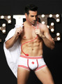 Men's doctor costume set with white doctor coat and themed briefs for medical roleplay.