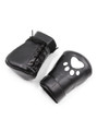 Pair of Black Vegan Leather Pup Play Mitts Laid Flat