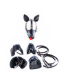 Elegant Black Pup Play Set with Red Stitching and Traction Pads