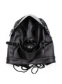 Intricately designed vegan leather sensory hood with rubber detailing and secure buckles.
