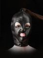 Obsidian Secret Hooded Mask presenting its sleek design with precision cutouts.