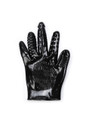 Elegant Fingering Pleasure Gloves laid out on a white surface, displaying the varied stimulatory patterns across the fingers.