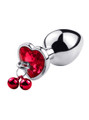 Red Gem Bell Metal Butt Plug with Leash