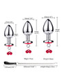 Red Gem Bell Metal Butt Plug with Leash